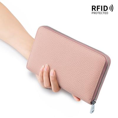 Passport Bag Zipper Multifunctional Family Passbook Bag Japanese Style, Long Female Lychee Pattern Solid Color Wallet