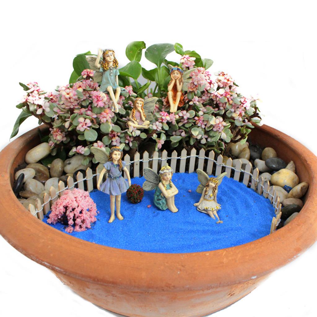 Mini Fairies Figurines Cute Clear Pattern Resin Miniature Fairy Sculpture for Fairy Garden