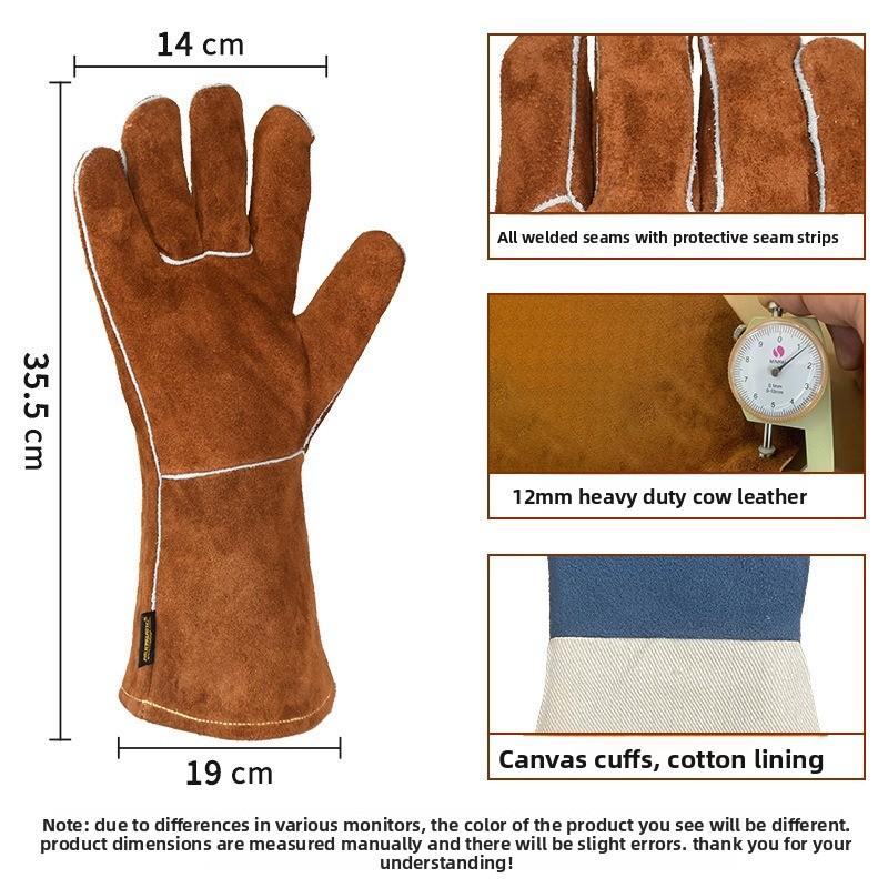 Cowhide Welding Insulation Spark-proof Gloves High Temperature Resistant Abrasion Resistant Gloves