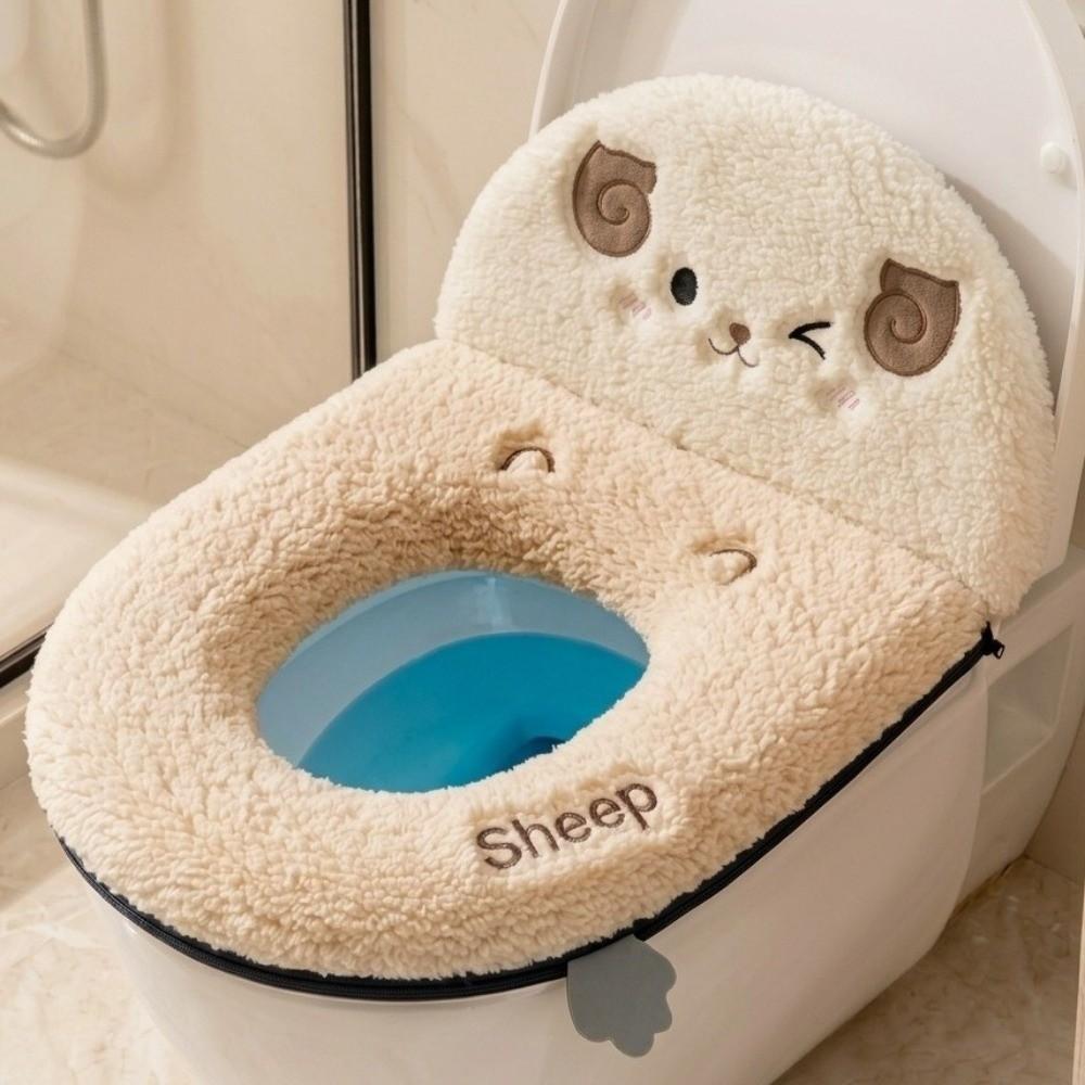 Non-Slip Sheep Toilet Seat Cushion Warm Toilet Gasket Universal Plush Toilet Seat Home Use