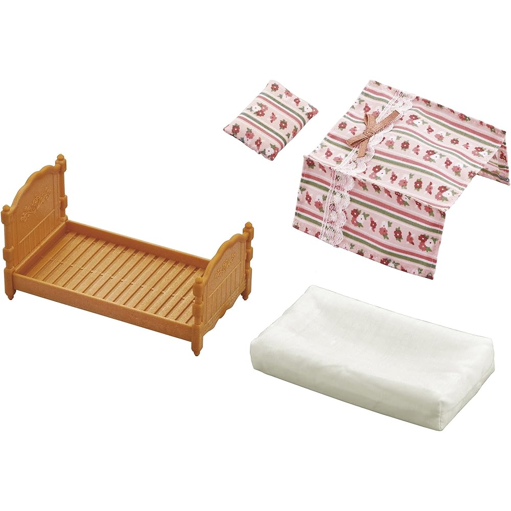 Sylvanian Families EPOCH Single Bed Furniture ST Mark Certified Toy for Dollhouse Ages 3+