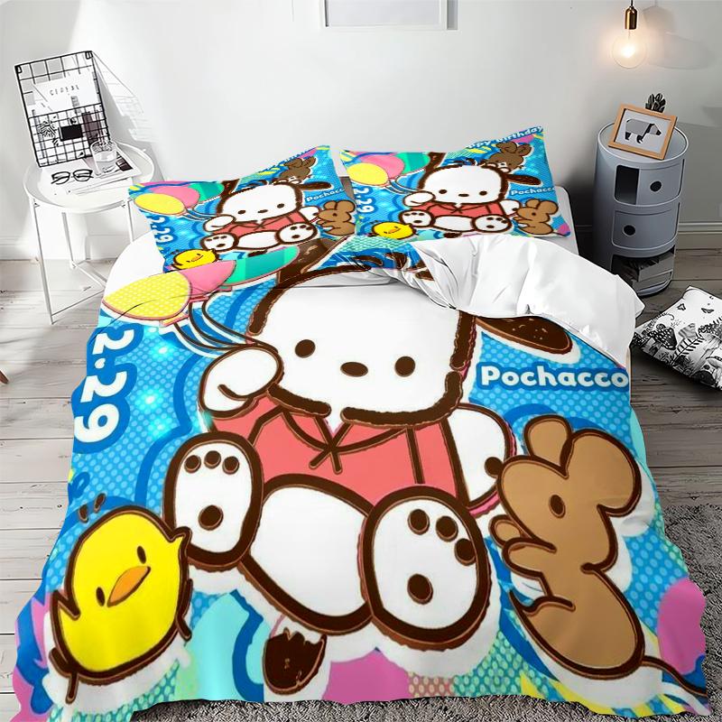Pochacco Colorful Bedding Sets 3D Print Comforter Cover Bed Cover Duvet Cover Pillow Case 2-3 Pieces Sets Kids Adult Size