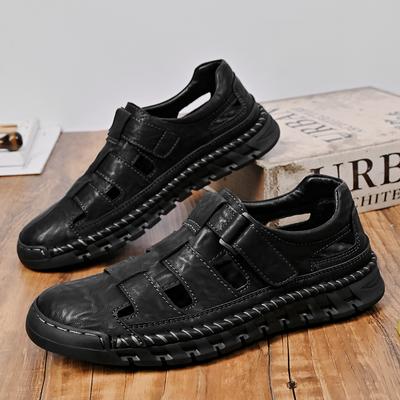 Fashion Men Sandals Genuine Leather Outdoor Walking Shoes Casual Flat Sandals Beach Shoes Handmade Fashion Versatile Sandals for Summer