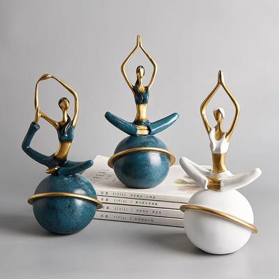Individualistic Home Decor Art Resin Girl Yoga Poses Figurine Yoga Lady Figure Statue Studio Decor Ornament Wedding Crafts Gift