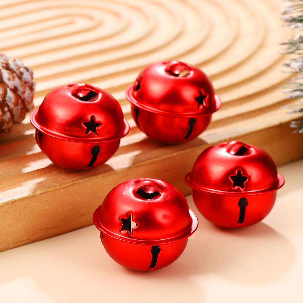 

10PCS Christmas Metal Jingle Bells with Star Cutouts, 30MM Colorful Festive Bells for Xmas Tree Decor, DIY Crafts & Holiday Ornaments 10pcs красный