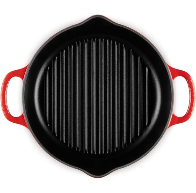 Сковорода гриль Le Creuset из чугуна высокая круглая 25 см вишнево-красная (20208250600422)