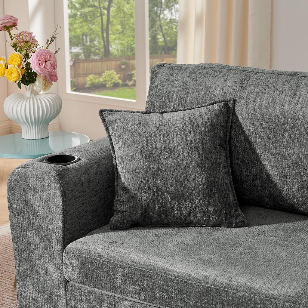 2-seater relax sofa for small spaces, made of soft chenille fabric, suitable for living room, study, guest room and apartments, Gray