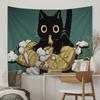 Black Cat Tapestry Anime Tapestry Hanging Tarot Hippie Wall Rugs Dorm Wall Hanging Sheets