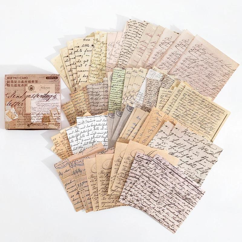 100 Stück/Packung Vintage Memo-Pads Retro Blume Schmetterling Materialpapier für Scrapbooking Journal Tagebuch Dekoration Collage DIY