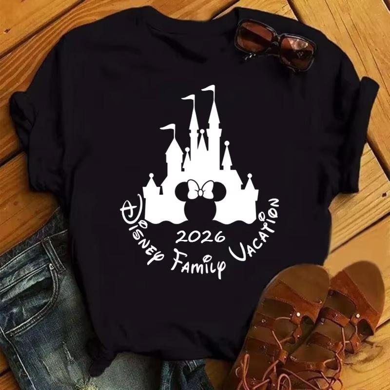 Disney Cartoon 2026 Trip Graphic Printed T-shirt Summer Female Casual Short Sleeve Tops Tees Fashion Clothing Harajuku T Shirt