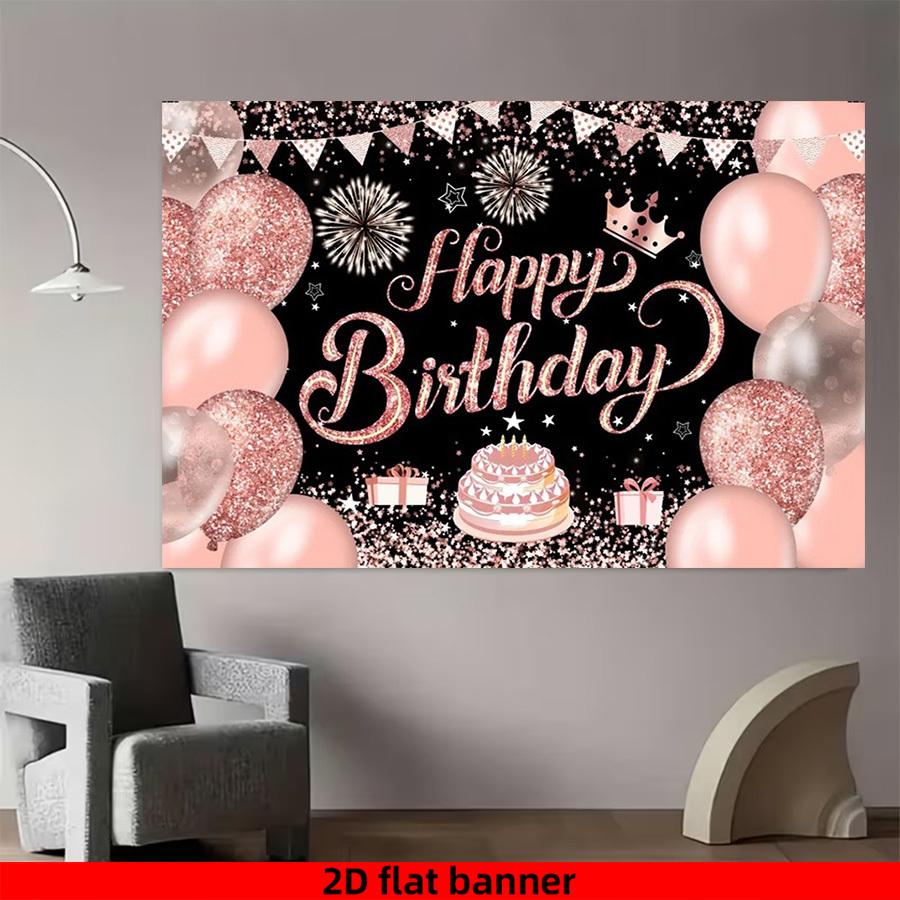 2D Flat Banner - Luxury and Simple Birthday Pattern Decorative Background Fabric