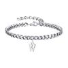 Mens Initials Cuban Links Bracelets,Stainless Steel A-Z 26 Letters Alphabet Charm Chain Wristband Adjustable,Casual Jewelry Gift
