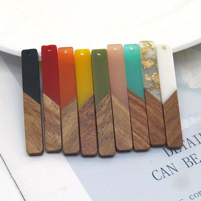 2pcs/set Vintage and Minimalist Long Resin Wood Jewelry Pendant, Diy Earrings, Earrings, Necklace Accessories