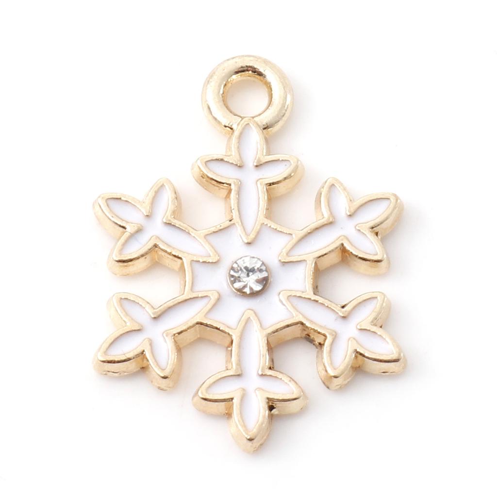 10 PCs Cartoon Christmas Charms Enamel Snowman Santa Claus Gold Color Metal Pendants For DIY Making Necklace Jewelry Findings