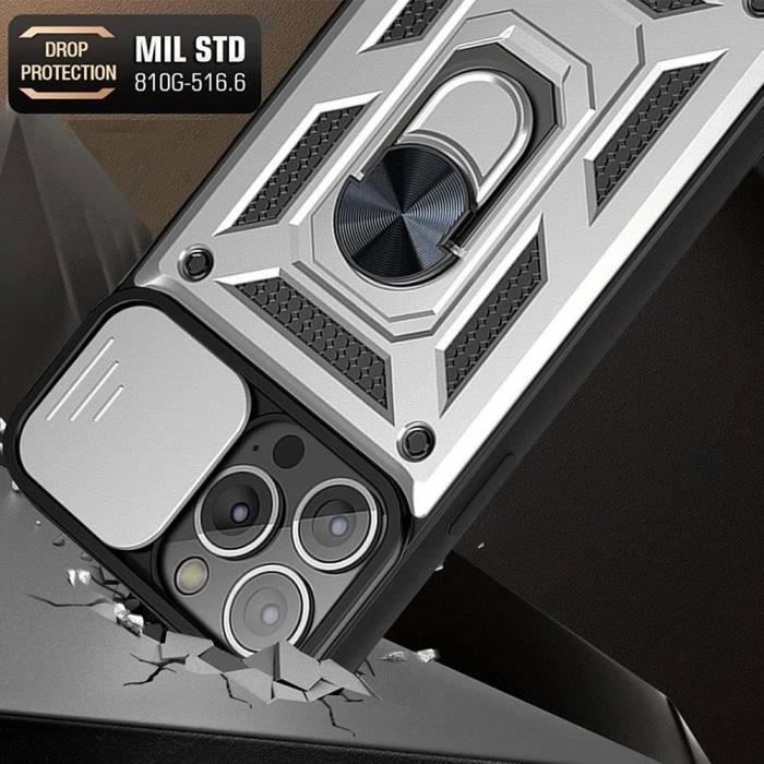 Coque de protection - BOOLING - iPhone 16 Pro Max - Rigide Antichoc - Argenté - 2 Verres Trempés