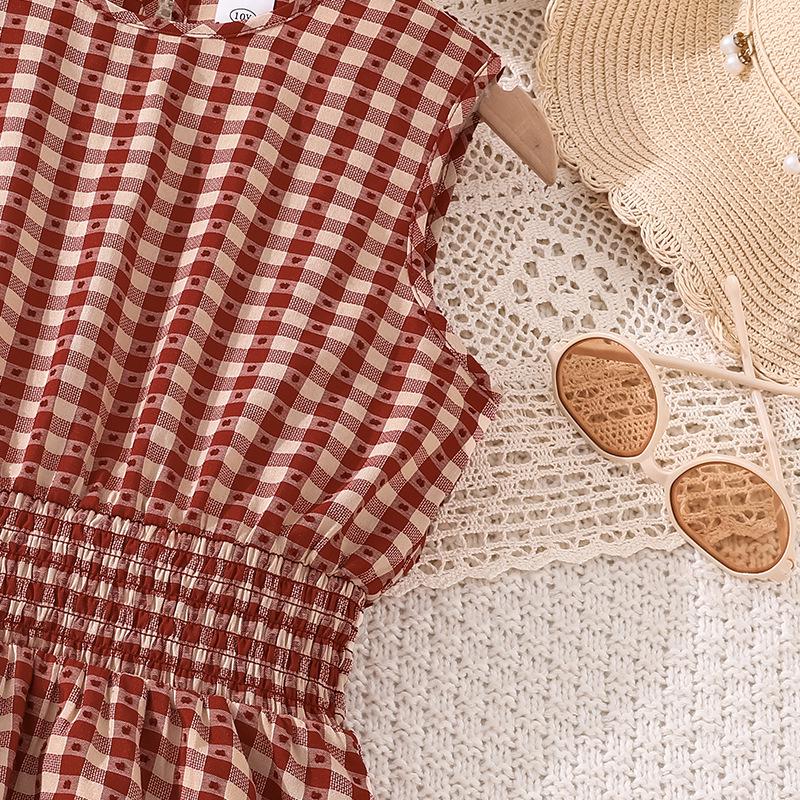 Summer/Spring 2026 Retro Japanese Style Plaid Polka Dot Sleeveless Girls' Sweet Princess Dress