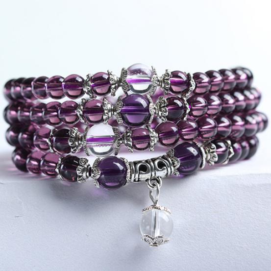6mm Kristallstein buddhistischer Amethyst 108 Gebetsperlen Mala Armband Halskette