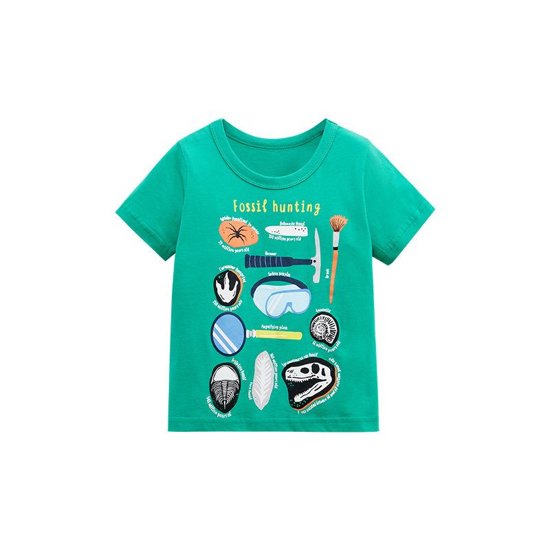 Cotton T-shirt Cartoon Summer Boy's T-shirt Children's base cotton breathable short sleeve children's T-shirt