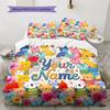Custom Name,Cute Cartoon Cat Pattern Bedding Home Decoration Birthday Gift ( 1 duvet cover + 2 pillowcase, without core),fan merchandise.