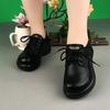 Single shoes women's round head lace-up muffin platform leather shoes autumn new casual versatile comfortable soft-soled shoes