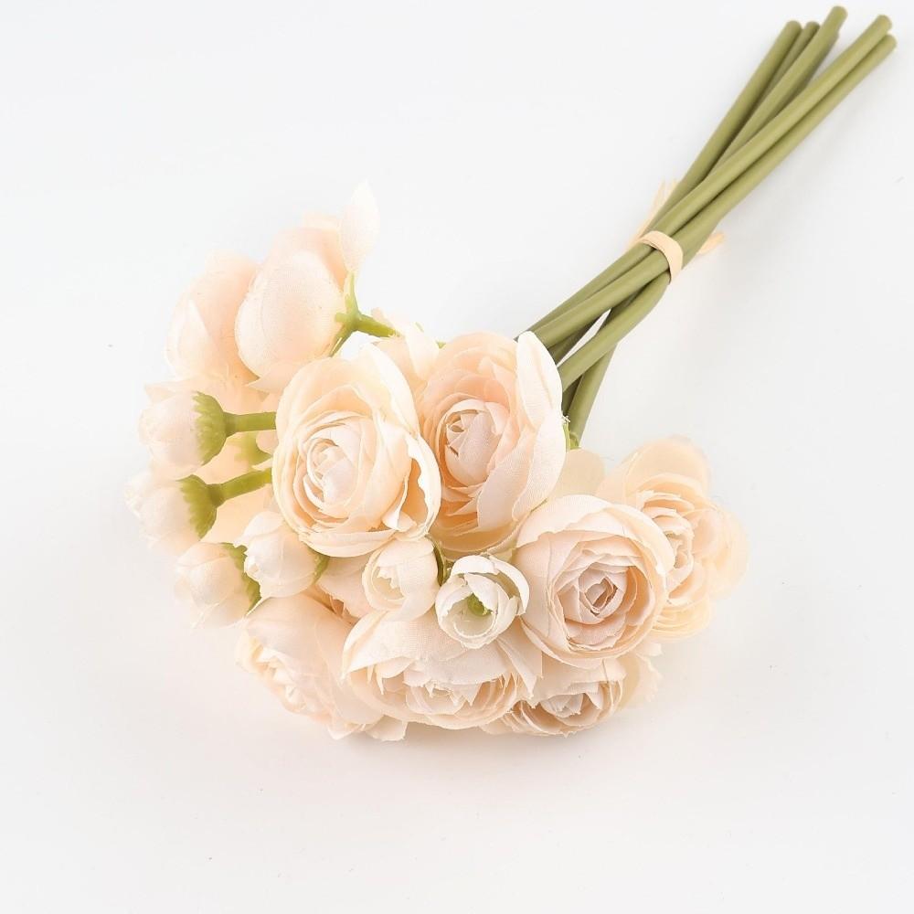 

28cm Length Artificial Camellia Bouquet Lotus Silk Simulation Flowers Handmade Craft Fake Artificial Flowers Home Decoration бежевий