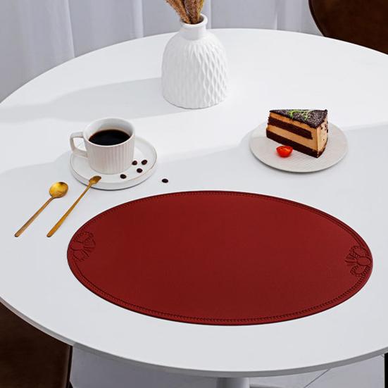 Yousheng Oval Placemat Dining Table Heat Insulation Pad Imitation Leather Waterproof Placemat Protect Table Top from Scratches And Spills for Home