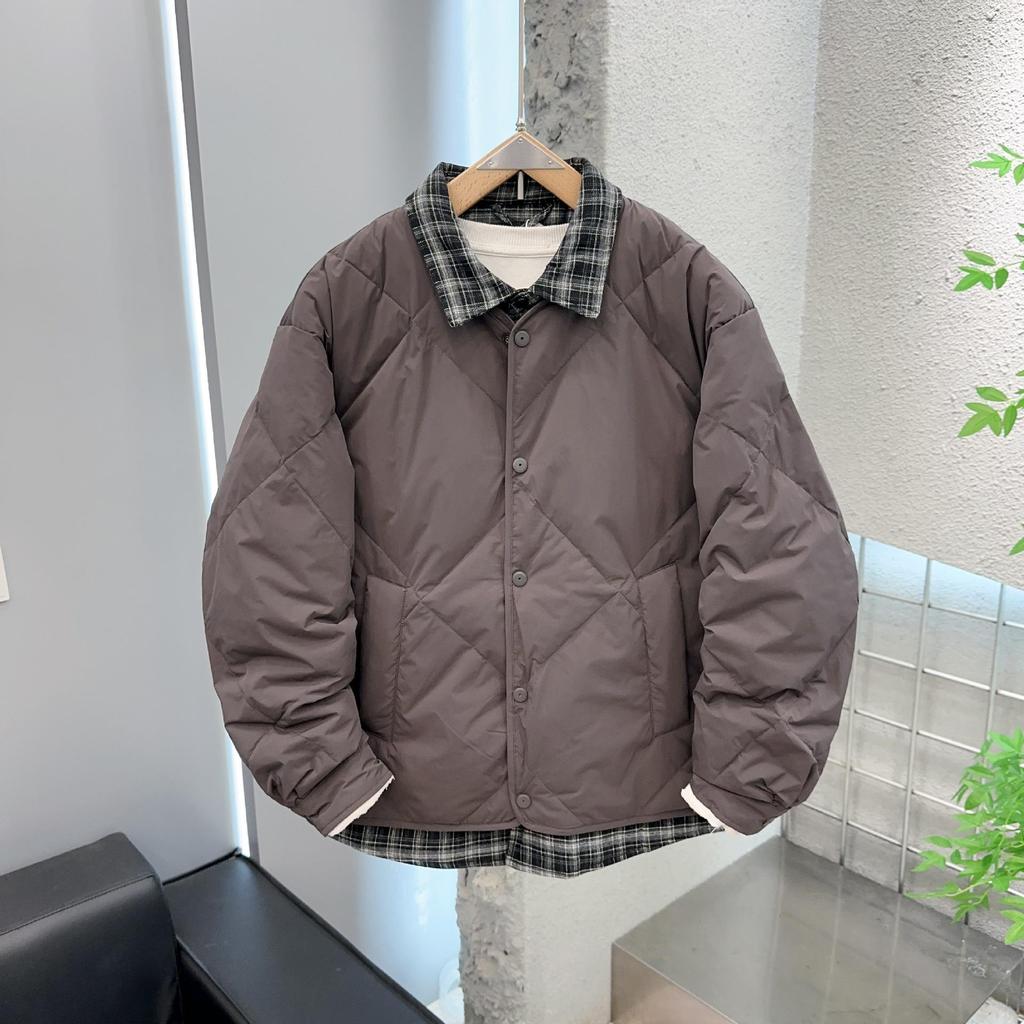 Herren Patchwork Leichte Daunenjacke 2025 - Faux Zweiteiler Revers Design, Warm und Stilvoll.