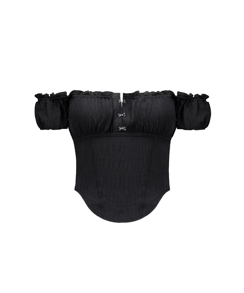 ROCKCAKE Curve Line Corset Blouse - Black