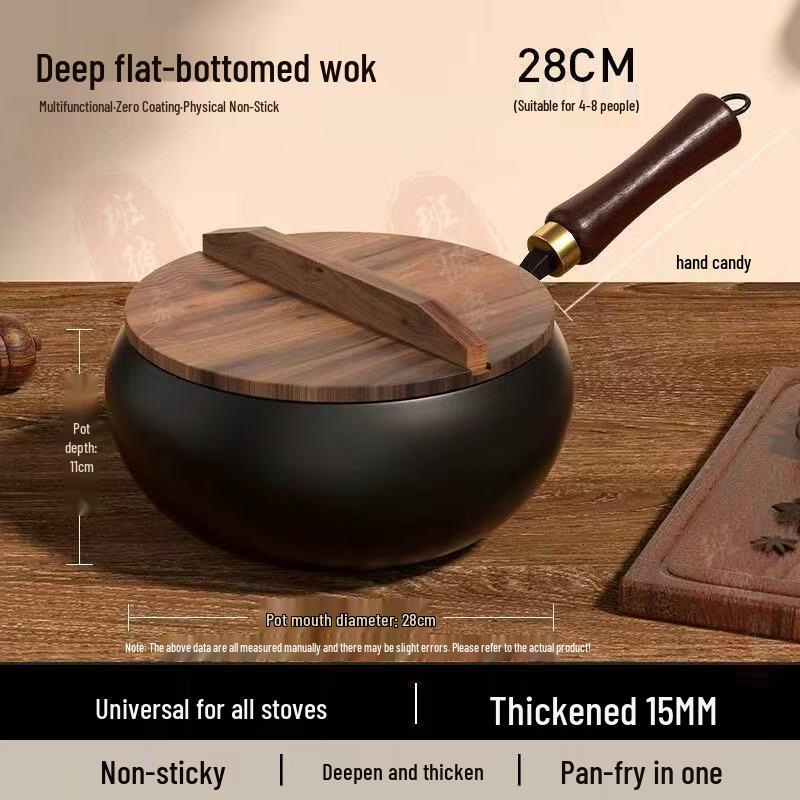 Handcrafted Zhangqiu Iron Belly Wok: Uncoated, Non-stick, Small Iron Frying Pan for Household Use.