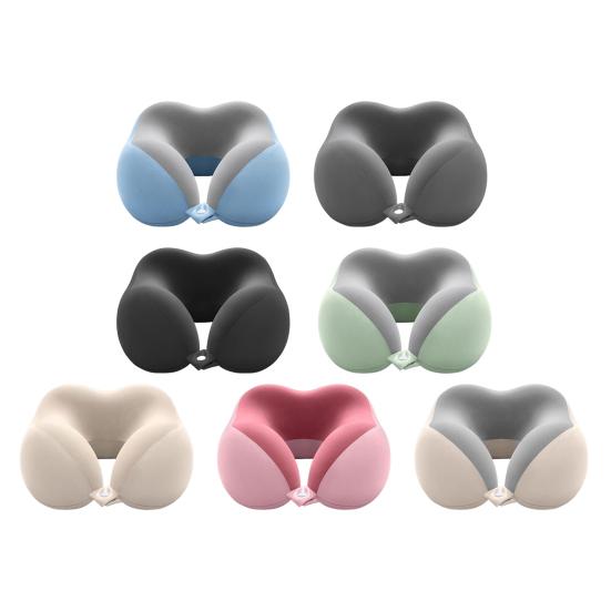 U-Shaped Neck Pillow Memory Foam Travel Neck Cushion Slow Rebound Neck Support Pillow with Storage Box for Cars Flights Home Office