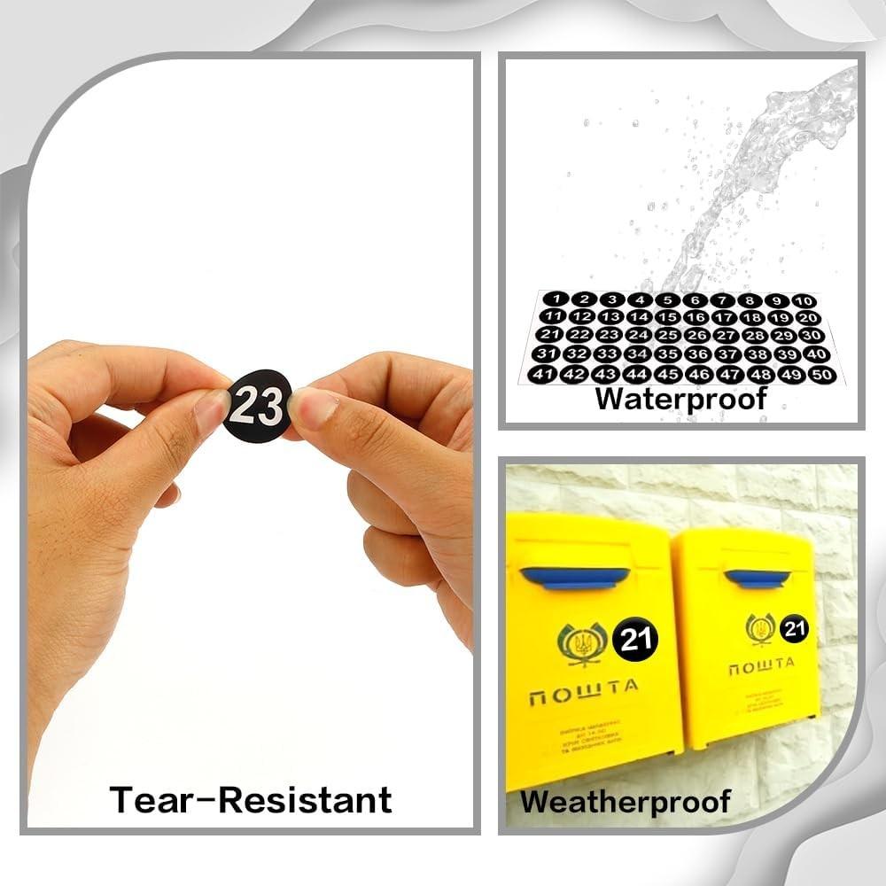 Consecutive Number Labels 1-50, 10 Sheets Round Decals, 1 Inch Small Stickers fo