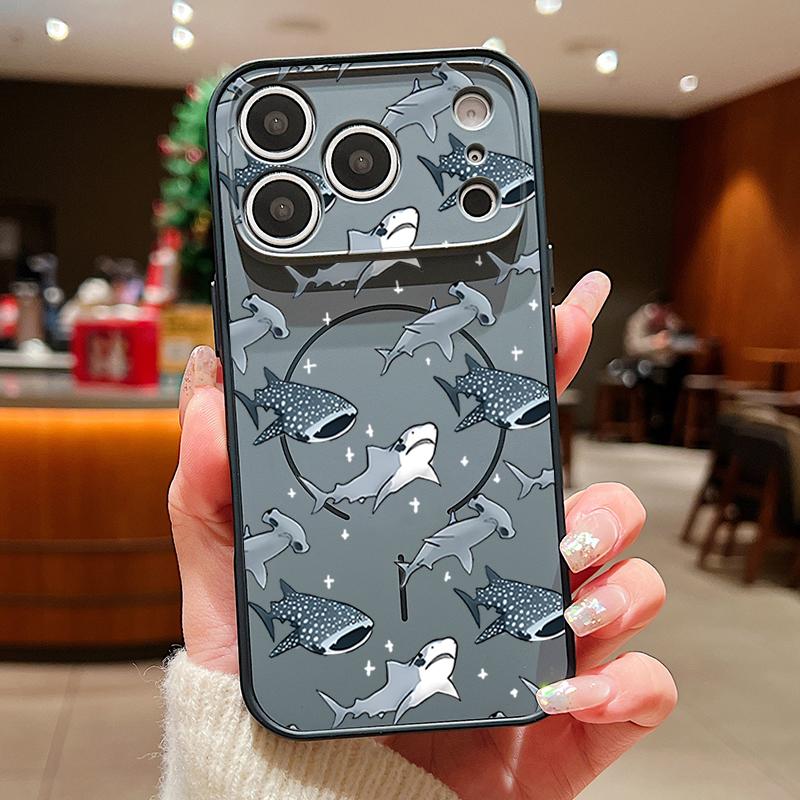 

Shark Whale Pattern Case For iPhone 17 Pro Max Funda iPhone 16 15 14 13 Pro Max Magnetic For Magsafe Hybrid Slim Matte Cover iPhone 16 Pro Max