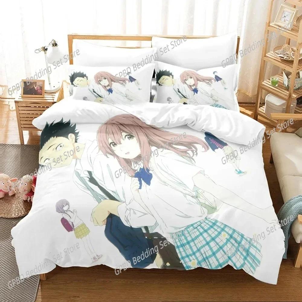 Anime A Silent Voice Comfortable Duvet Quilt Cover Pillowcase Bedding Set Children Bedroom Decoration Home Textile