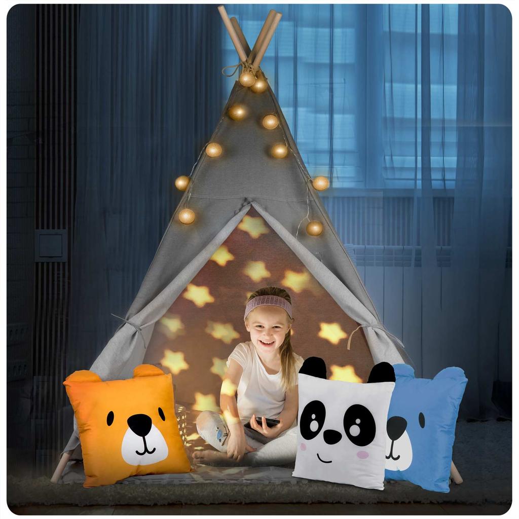Nukido Children's Teepee Tent With Lights - Gray