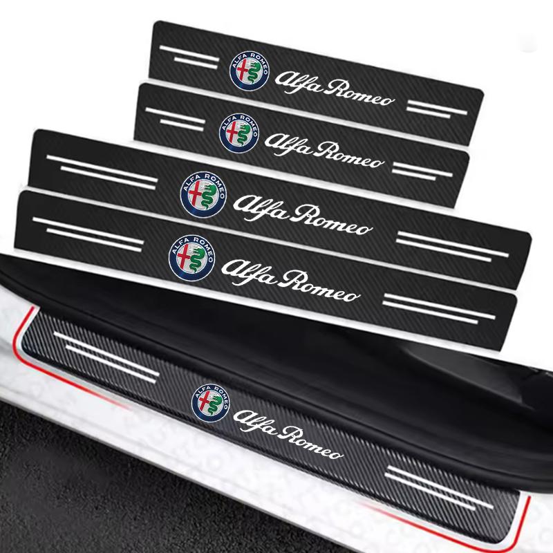 IZGZ4 Car Carbon fiber Door Sill Welcome Pedal Stickers For Alfa Romeo STELVIO Giulia 159 Giulietta 147 Mito 156 MTO Car Accessories