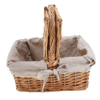 Cesto de Piquenique de Vime com Tampa Alça Forro Removível Multifuncional Cesto de Colheita de Jardim para Flores Frutas Legumes