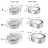 Rectangular Food Container Foldable Handle Food Storage Box Stainless Steel Lunch Box  Canteen