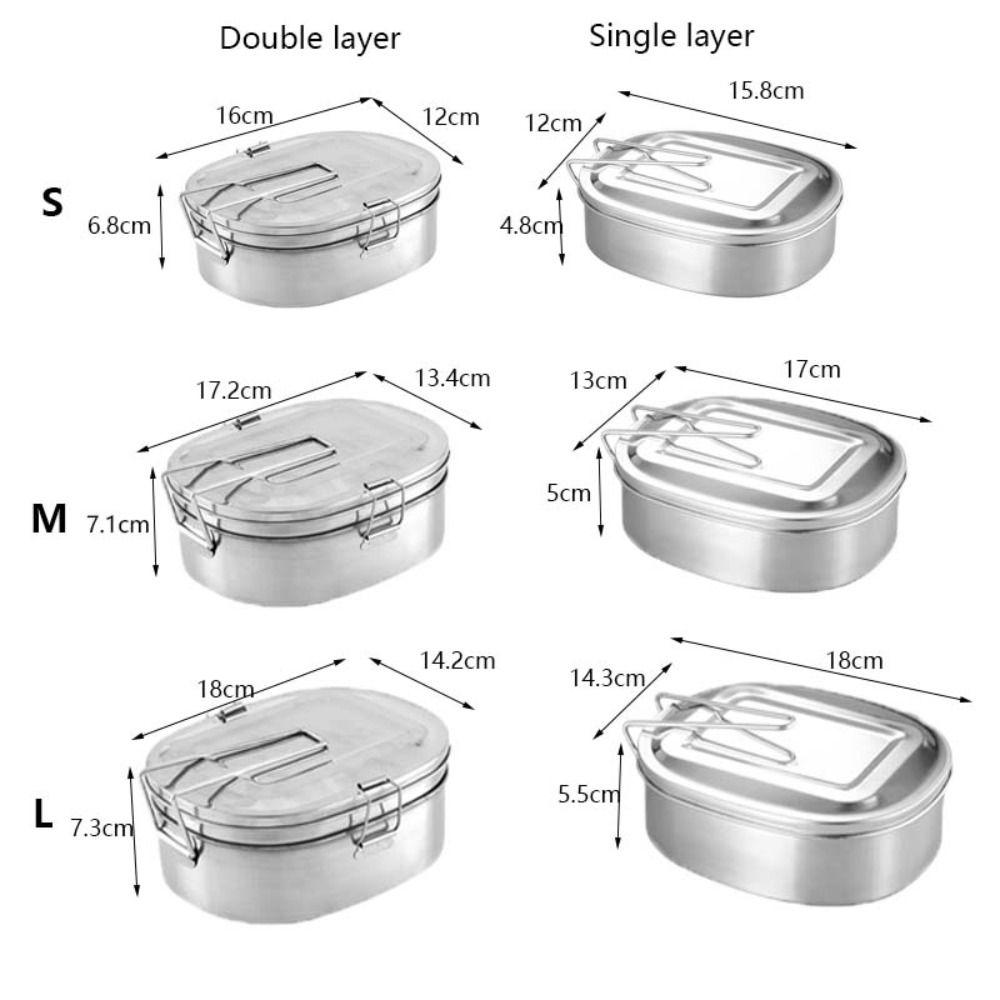 Rectangular Food Container Foldable Handle Food Storage Box Stainless Steel Lunch Box  Canteen