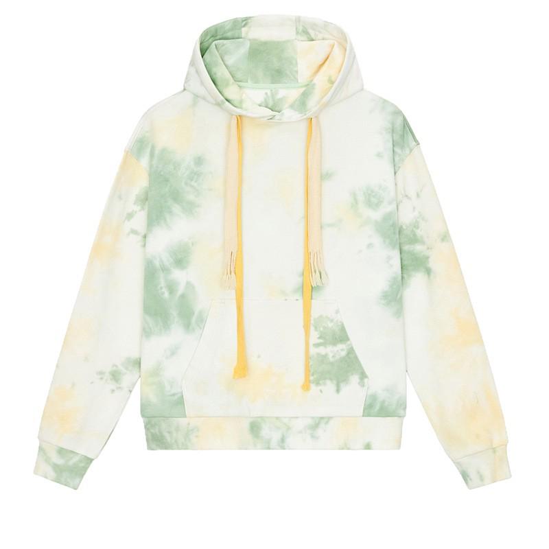 Unisex European & American Style Tie-Dye Hip Hop Hoodie for Couples - Spring/Autumn Wear Large