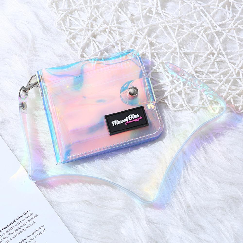 Transparente Wasserdichte Faltbare Geldbörse Kleine Kreditkartenbörse Business-Ausweis Mini-Foto-Kartenhalter Beutel Mit Halsband Geschenk