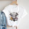 2025 Short Sleeve Pattern Flower Summer T-Shirt Round Neck Women's Basic Style Regular Printing Retro Casual Fashion Women's Top
