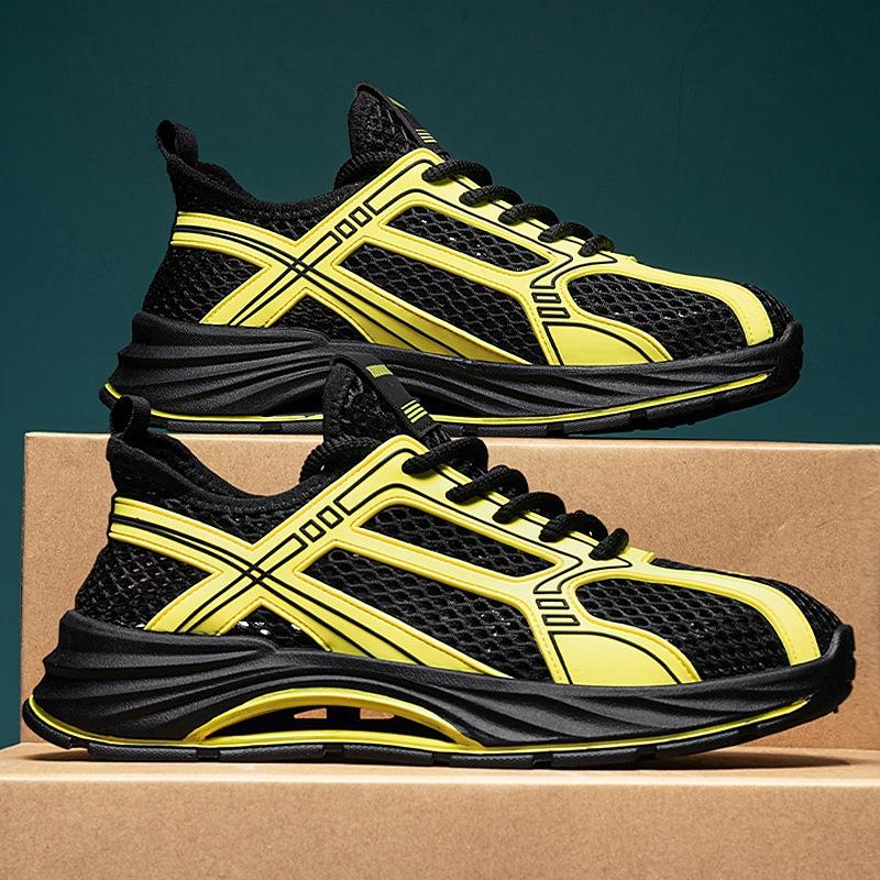 Men's Shoes Hollow Breathable Mesh Shoes Outdoor Casual Sports Shoes Men's Summer Height-increasing Thick-soled Trendy Shoes