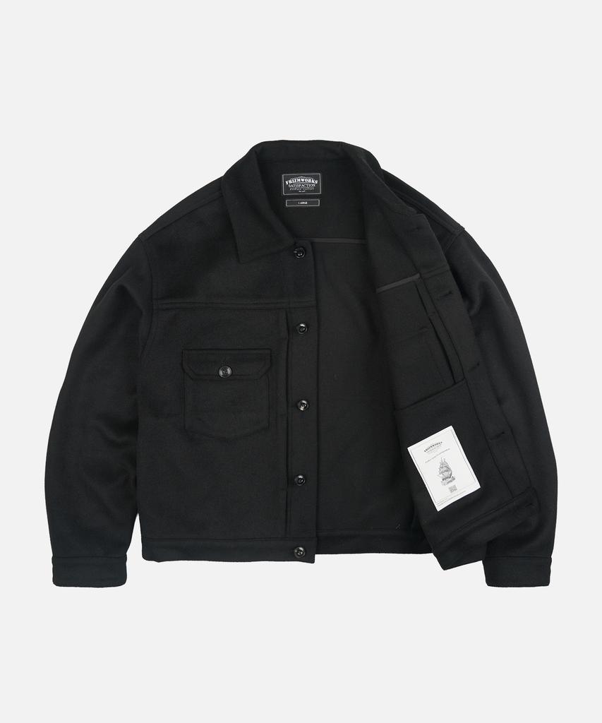 FRIZMWORKS Solid Wool Trucker Jacket _ Black