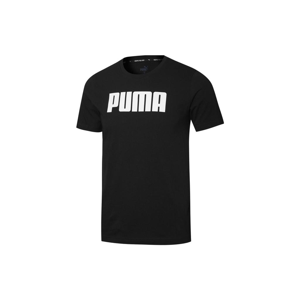 Puma Active Letter Logo Print Casual Crew Neck Short Sleeve T-Shirt Men Tops Black 845995-01