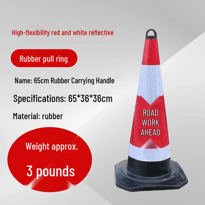 Reflective 90cm Rubber-Plastic Safety Cone with Ice Cream Handle for Road and Construction Use