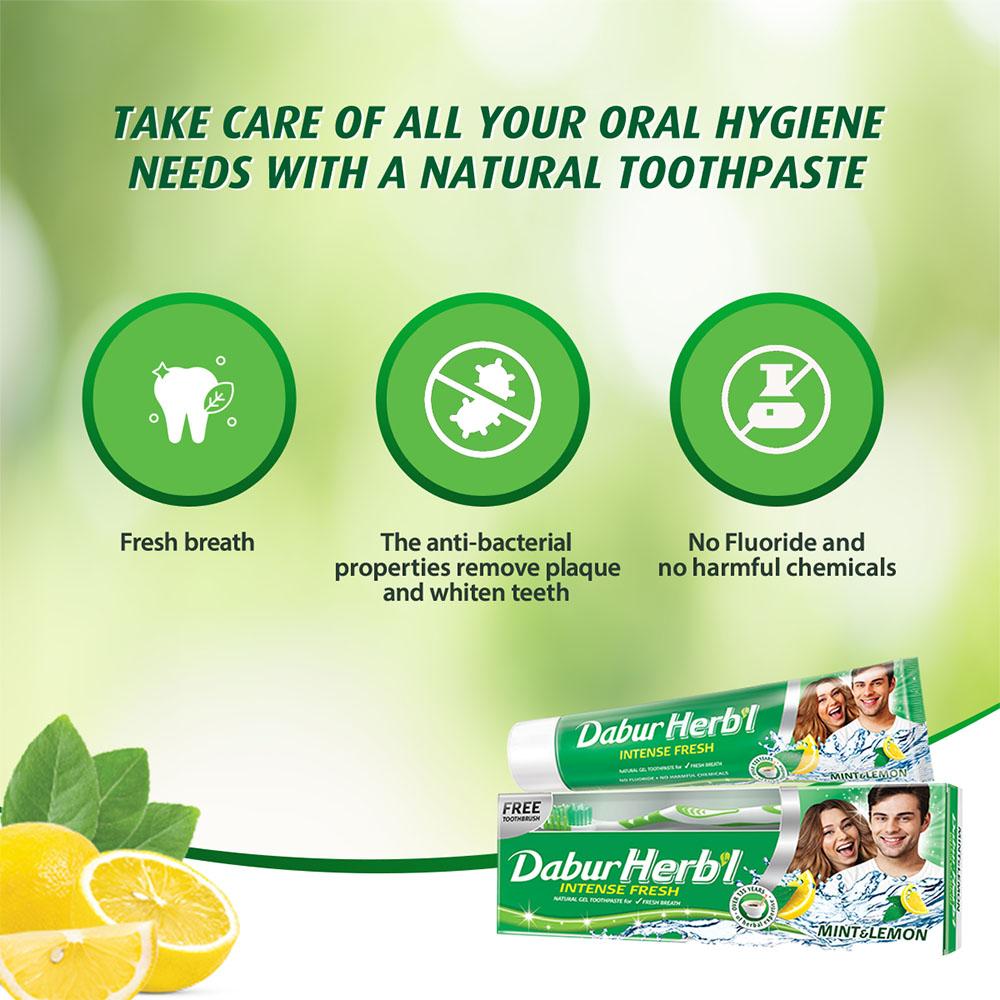 Herbal Intense Fresh Gel Toothpaste - Mint & Lemon Dabur HERB`l