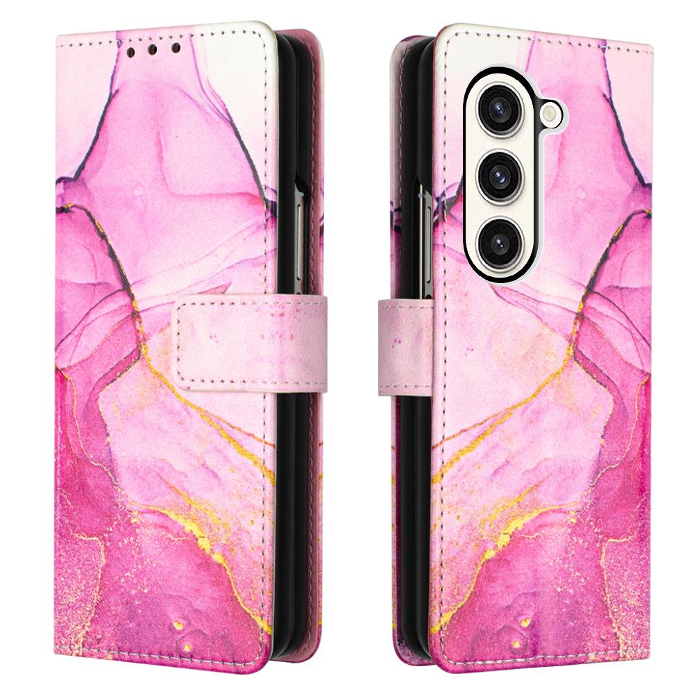 

Samsung Z Fold5/4 Marble Crossbody Leather Phone Case with Card Slot & Stand Samsung Z Flip 3 розовый/фиолетовый