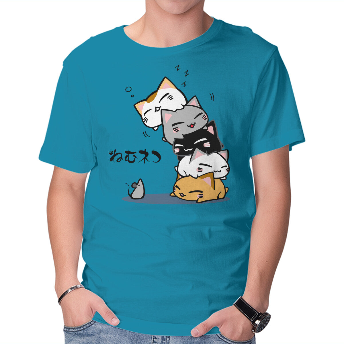 Unisex Crew Neck T-Shirt Neko Uh-oh Graphic Short Sleeve Casual Tee XXL