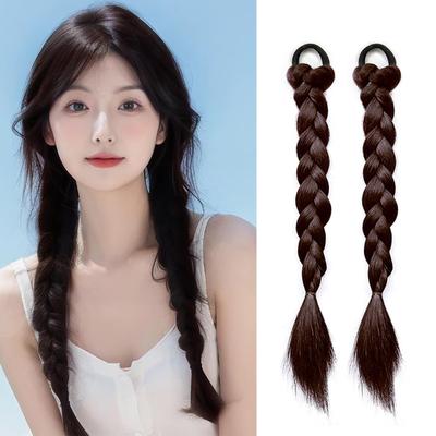 Natunofu Wig Hair Baby Hair Ponytail Ring Twin Braided Dance Hair Hair Hair Easy To Natural Look Extensions, Braided, Extensions, 2-Piece Set, Wig,