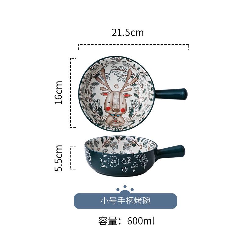 Керамическая Ручная Роспись Ручка Миска Креативная Мультяшная Завтрак Салатница С Ручкой Форма Для Запекания Запеканки Миска Для Завтрака